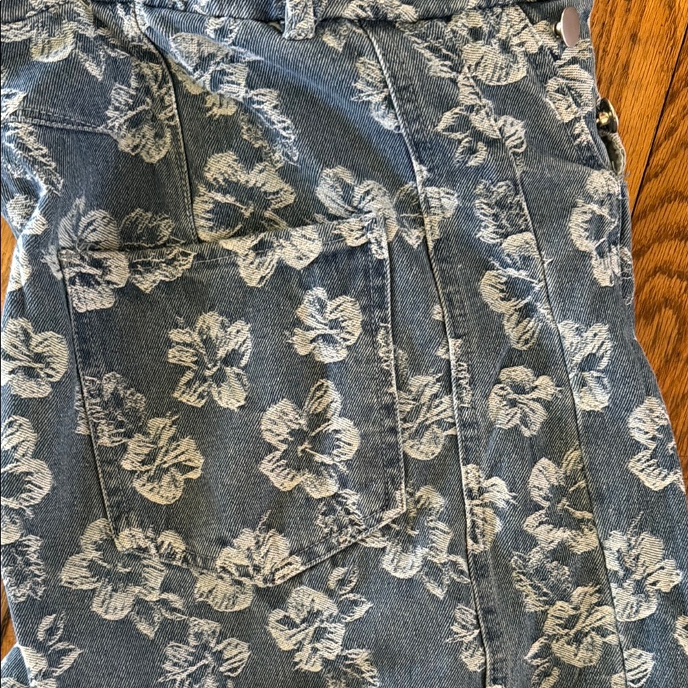 So Me Floral Denim Jumpsuit View 3